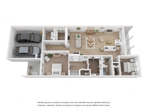 Floor plan for 2 beds, 2 baths, 1511 sqft